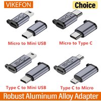 VIKEFON Type C Female to Micro USB/Type Female to Mini USB/Micro USB Female to Type C/Micro USB Female to Mini USB Plug Adapter