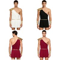 Men Greek Toga Bodysuit with Belt Cuffs God Zeus Mythology Ancient Egypt Roman Costume for Halloween Carnival Cosplay Party