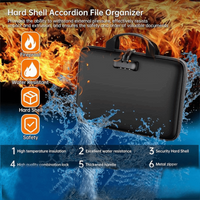 Hard-Shell Fireproof File Organizer with Lock Waterproof with Pocket Fireproof Document Box Large Capacity Expanding Design