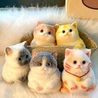 Cute Squishy Flocking Cat Stress Relief Squishy Toy Soft Plush for Kids Adults Relaxation Home Office Decor Gift