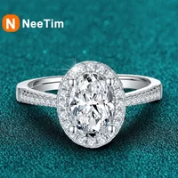 NeeTim 1CT 2CT D VVS1 Oval Cut Moissanite Rings for Women 925 Sterling Silver Lab Dimond Engagement Wedding Party Ring Wholesale