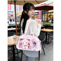New Y2k Cute Polka Dot Ita Shoulder Bag Large Capacity Lolita Girl Transparent Tote Bag DIY Display Crossbody Bag Casual Handbag