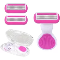 Pink 6-Layer Mini Razor Set, Portable Lady Hair Remover, Compact Travel Shaver with Soap Shell, Lightweight Outdoor Grooming Kit