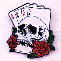 4 A Poker Skull Punk Badge Brooch Chest Pin Hat Jacket Pin Accessories
