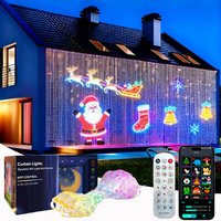 1/2 SZT. Inteligentne lampki LED w formie kurtyny, lampki choinkowe LED sterowane aplikacją, synchronizacja z muzyką, możliwość tworzenia własnych wzorów, wodoodporne, do dekoracji wnętrz i na