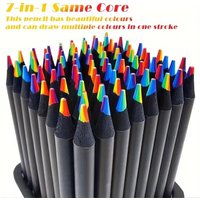 12pcs/Set Kawaii Rainbow Color Pencils for Kids, Concentric Gradient Crayons, Art Painting, Drawing Stationery 3mm 7 Colors