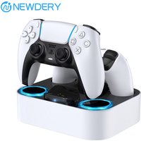 PS5 Controller Charger Station for PlayStation 5 & DualSense Edge Controller Fast Charging Dock Stand With Cable,White&Black