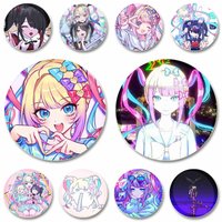 Needy Girl Overdose Kangel Pins Tinplate Round Brooch Cartoon Girl Badge for Bags Jeans Hoodies Y2K Jewelry Accessories Gifts