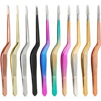 5.5-Inch Mini Kitchen Cooking Tweezers, Stainless Steel Precision Plating Tongs, Offset Tip for Food Styling Cake Decor
