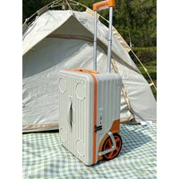 24 inch side opening luggage compartment with oversized wheels, 20 inch boarding case, large capacity travel suitcase camping