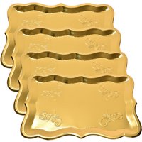 10p Solid Color Gold Border Rectangular Tray Wedding Birthday Dessert Decoration Tableware Holiday Party Dinner Plate