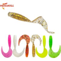 50Pcs Curved Tail Soft Lure 3.5cm 0.5g Mini Silicone Worm Bait Bass Trout Swimbaits Freshwater Saltwater Wobblers