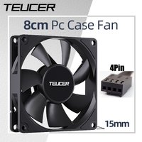 Teucer UT-8015 8CM Chassis Fan Slim 15mm Thinckness 12V/4Pin PWM Hydraulic Bearing 1200-3000rpm PC Case Cooling Ventilator