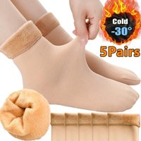 Winter Warm Solid Women Socks Thicken Thermal Socks Wool Cashmere Black Skin Seamless Snow Sock Velvet Unisex Socks