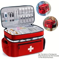 Portable Emergency First Aid Kit, Double-layered Travel Medicine Storage Bag, Large Capacity Front Pouch, Multiple Ways To Carry