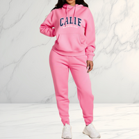 Women's Sets Hoodies Pants 2 Piece Outfits Aesthetic Sportswear Sweatsuit Graphic Letter Print Plus Size Pink Tracksuit Pant Set