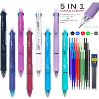 5 In 1 Multicolor Erasable Gel Pen with 4 Colors Replaceable Pen Refill 1 Automatic Pencil Lead Stationery School Writing Supply