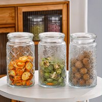 1000ml Glass Storage Jar of Begonia Flower Nuts Snacks Sealed Jar of Tea Miscellaneous Grains with Lid Household Storage Jar