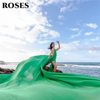 ROSES Emerald Green Party Dress Halter Chiffon Evening Dress High Slit فساتين السهرة Open Back Gala Dress Customized