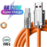 120W 6A Super Fast Charge Type C Liquid Silicone Cable Quick Charging USB C Charger Cable For iPhone Huawei Xiaomi Realme Tablet