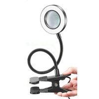 Small LED Magnifying Desk Lamp 3 Colors & 10 Brightness Clip On Desk Lamp for Soldering Iron/Repair/Craft/Nail Lighted Magnifier
