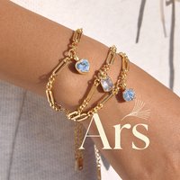 Ars Stainless Steel Link Chain Bracelet No Tarnish 18k Gold Plated Bracelets for Women Heart Square Round Zircon Charm Bracelet