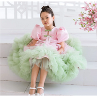 Elegant Flower Girl Dress Gold Kids Princess Birthday Wedding Party White Pink Children Holiday Pageant Ball Gown