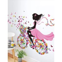 AliExpress Butterfly Bike Girl Wall Sticker Home Decoration Removable Flower Bicycle Wall Decal For Children's Room Living Room Decor