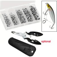 250pcs Fishing Split Rings Stainless Steel Heavy Duty Saltwater Lure Hook Fishing Connector ( Fishing Pliers Optional )