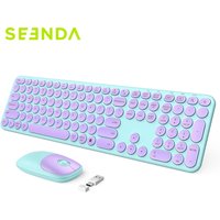 SEENDA USB & Type C Wireless Keyboard and Mouse Combo for Win 7/8/10 MacBook Pro Air Laptop PC Round Key Ergonomic Keyboards