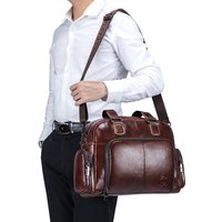 Genuine Leather Handbag for Man Luxury Cowhide Travel Duffle Casual Tote Briefcase Porter Laptop Shoulder Business Side Bag