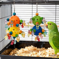 Colorful Birds Chew Ball with Foraging Holes Parrot Parakeet Budgie Lovebird Cockatiel Training Playing Hanging Cage Accessories