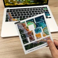 Lake Ocean Themed Cartoon Keyboard Sticker, Disposable PVC Self-Adhesive Decal for MacBook Air