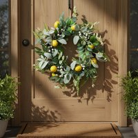 Artificial Lemon Wreath Lifelike Lemon Wreath Realistic Design Maintenance-Effortless for Fireplace Mantel, Wedding
