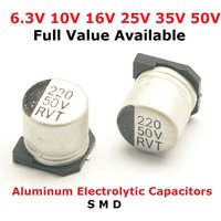 10pc 100UF 220UF 470UF 0.33UF0.47UF 1UF 2.2UF 3.3UF 4.7 10UF 22UF 50V 33UF 47UF Aluminum Electrolytic Capacitor SMD 6.3V 1000UF