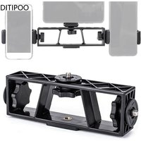 3-Position Stand Clip Bracket Holder Mobile Phone Clamp Tripod 1/4" Mount for Smartphones Mic Fill Lights Live Broadcast