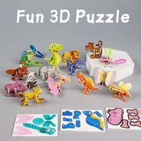 30Pcs 3D Paper Puzzle Mini Dino Animals Insects DIY Jigsaw Birthday Party Favors Reward Physics Science Education Gift for Adult