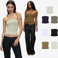 Tank Strapless Tube Top for Women, Stretchy Slim-Fit Inner Wear, Available in Multiple Colors, Sexy Tank Top, Stretchy Tight-Fitting Waist-Cinching Base Shirt, Versatile Style