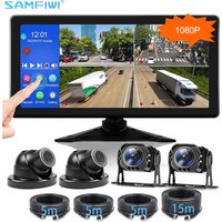 4K RV Backup Camera System with 10.36' Quad Split Touch Screen Monitor 1080P Rear Side View Cameras for Truck Trailer Camper Van