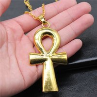 3 couleurs 80x42mm clé de vie égyptienne antique Ankh croix pendentif collier Punk Hiphop longue chaîne collier bijoux accessoires