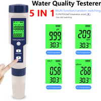 5-in-1 PH/EC/TDS/Salzgehalt/Temperatur Tester Pools Wasser Qualität Detektor Salzgehalt Temp Meter für Aquarien Spa Wasser Tester Stift