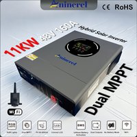 Aninerel 11KW 48V Dual MPPT Solar Inveter 160A 500VDC Pure Sine Wave Dual Outputs Hybrid Home Inverter With WIFI LCD Display