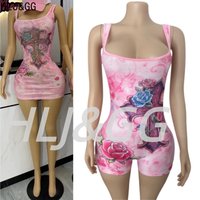 HLJ&GG Pink Fashion Tie Dye Rhinestone Bodycon Mini Dresses Women Spaghetti Strap Sleeveless Slim Vestidos Sexy Lady Party Dress