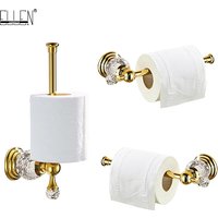 Gold Paper Roll Holder Crystal,Chrome Toilet Paper Holder, Crystal Bathroom Tissue Paper Holder Silver Toilet Roll Hanger Wall