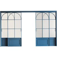 New French Retro Sliding Door Bathroom Balcony Kitchen Triple Linkage Door Glass Extremely Narrow Linkage Moving Door