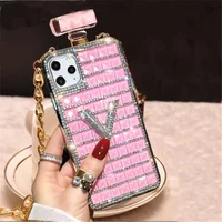 Luxury Diamond Perfume Bottle Case TPU Rhinestone Bling Cover Coque for Iphone 15 14 11Pro 13 Pro max 12 mini XS Max 17 16 Plus