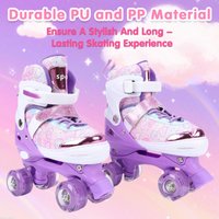 Roller Skates for Girls Ages 6-12 4 Size Adjustable Flashing Wheel ABEC Bearing Triple Protection for Outdoor Indoor