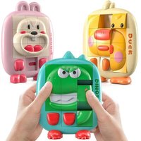 Cartoon Huarong Road Puzzle Logic Board Dinosaur Rabbit Duck Slide Puzzle Thinking Education Challenge Game Children Travel Toy
