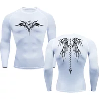 New Men's Casual Anime Print Running Compression T-Shirt Quick-Drying Fitness Sportswear Gym Long Sleeve