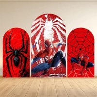 Marvel Spider Man Arch Backdrop Cover Boys Birthday Party Custom Photography Background Superhero Decoration Elastic Fabric